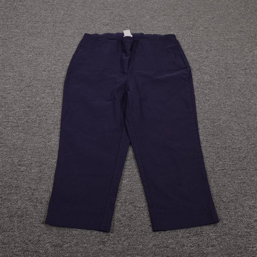 Chicos Pants Womens 0 Blue Ponte Capri Crop Pull On Elastic Waist Stretch Casual